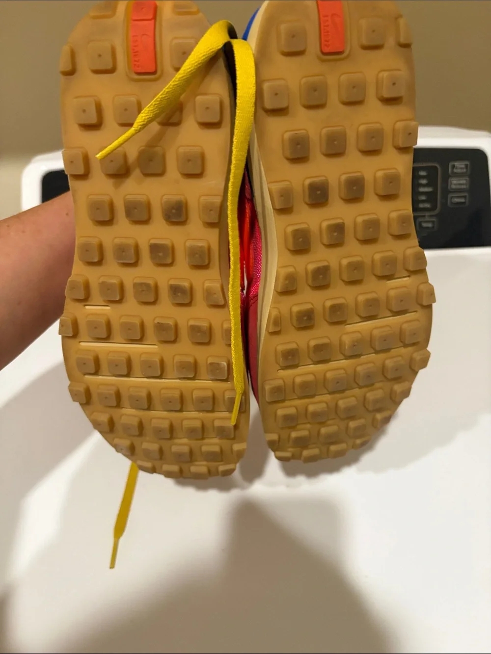 Nike Kids Bright Red & Orange Sneakers with Yellow Laces